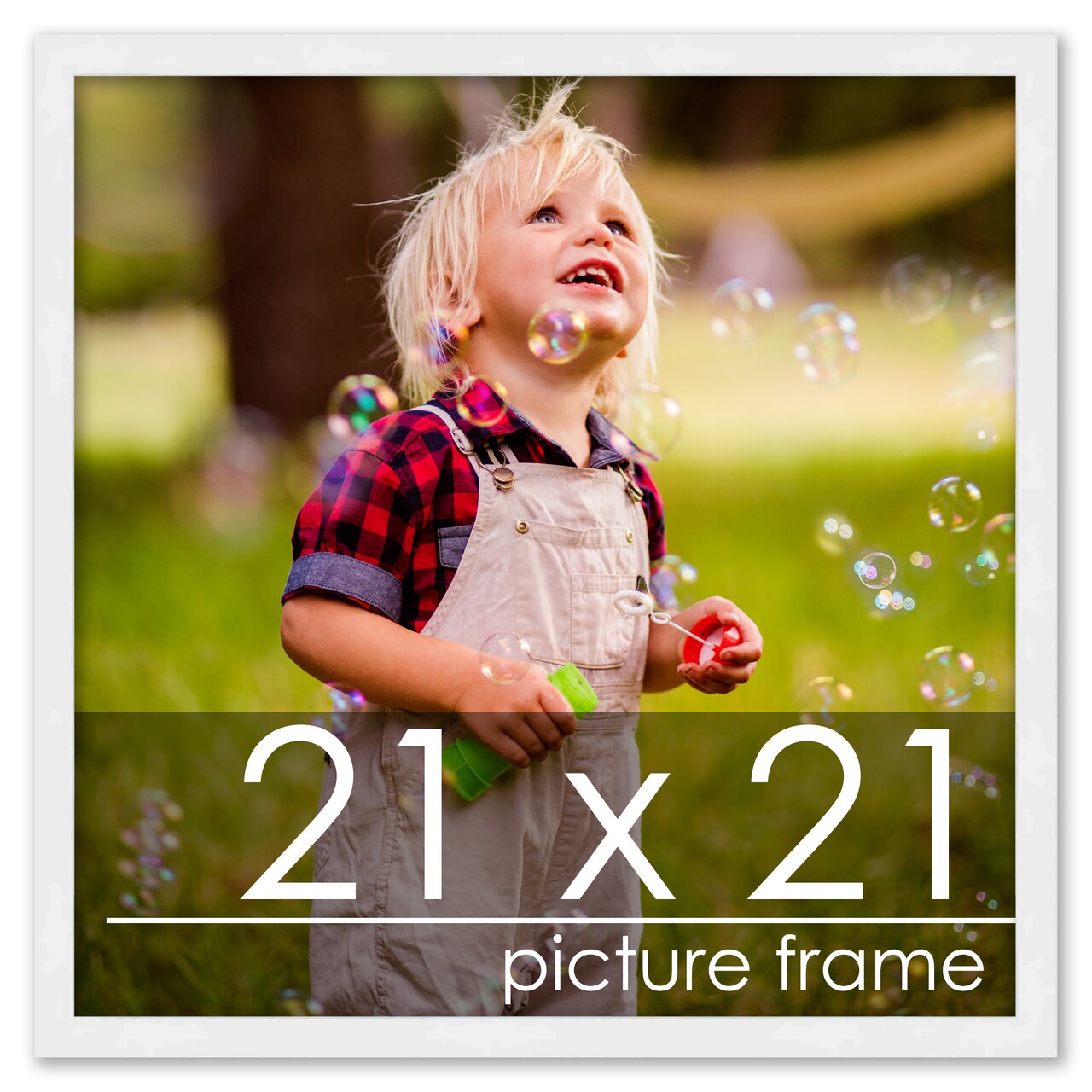Square Classic Modern White Picture Frame - UV Acrylic, Foam Board Backing, Hanging Hardware
